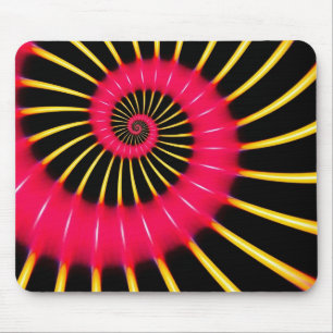 Mousepad Fractal em Espiral Rosa e Amarelo Neon
