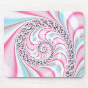 Mousepad Fractal Espiral De Canas Azuis Cor-de-Rosa Pastel