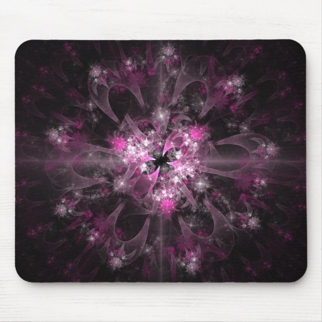Mousepad Fractal preto e cor-de-rosa (Frente)