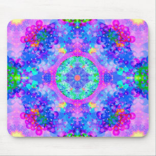 Mousepad Fractal roxo e verde do caleidoscópio