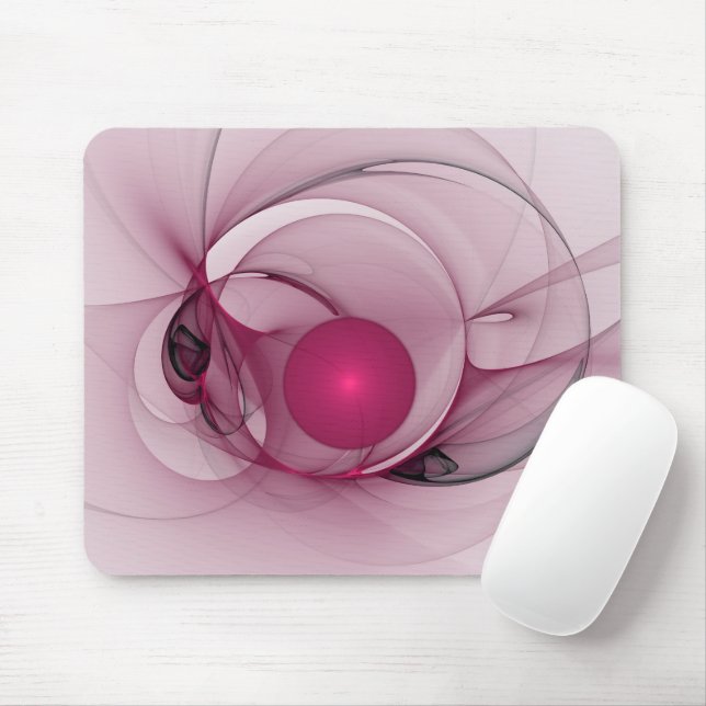 Mousepad Fractal Swinging, Arte Abstrato Moderno Rosa Berry (Com mouse)