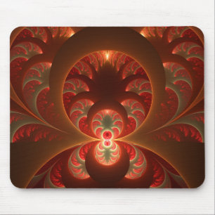 Mousepad Fractal vermelho-laranja abstrato moderno e lumino