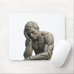 Mousepad Fractured Thought<br><div class="desc">Fractured Thought reflects the inner tension of a mind divided between clarity and burden. The sculptural figure appears cracked like weathered stone, suggesting ideas under pressure and the quiet strain of contemplation. The pose—head resting on the hand—captures the moment when thinking becomes heavy, when reflection deepens into silence. Rendered with...</div>