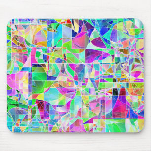 Mousepad Fragmentos geométricos abstrato, coloridos, branc