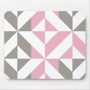 Mousepad Framboesa rosa e ZigZag geométrica prateada