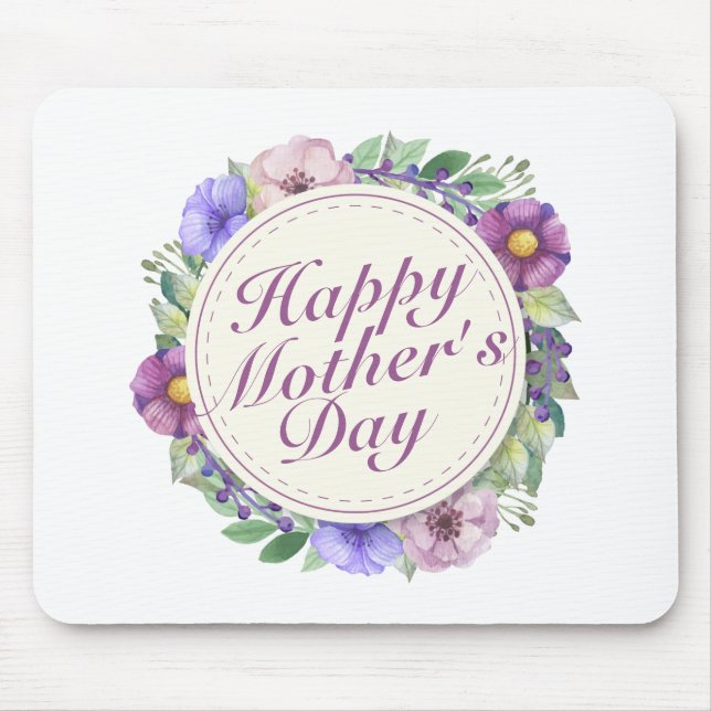 Mousepad Frame Floral de Dia de as mães Feliz Eleg (Frente)