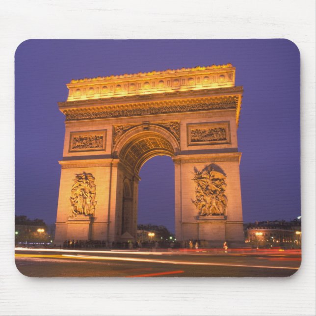 Mousepad França, Paris, Arco do Triunfo ao anoitecer. (Frente)