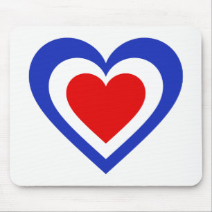 Mousepad France/corações Bandeira-inspirados franceses