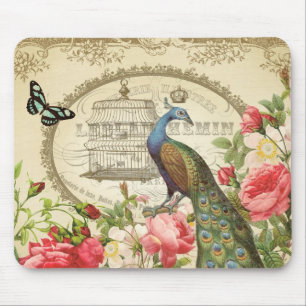 Mousepad francês do pavão do vintage