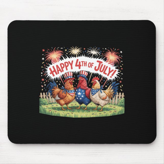 Mousepad Frango 4 de Julho Fazenda Dia da Independência EUA (Frente)
