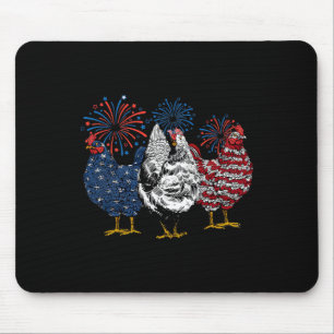 Mousepad Frango Americano Animais Engraçado 4 de Julho Fogo