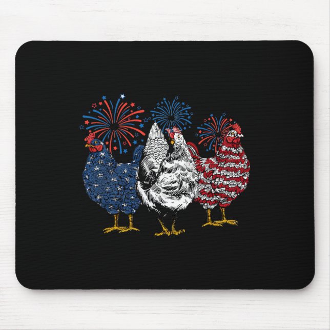 Mousepad Frango Americano Animais Engraçado 4 de Julho Fogo (Frente)