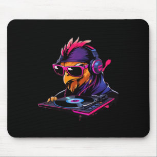 Mousepad Frango Com Óculos De Sol E Fones De Ouvido Como Dj