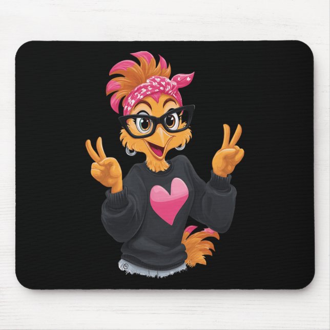 Mousepad Frango Engraçado Com Sinal de Paz Gles Frango Louc (Frente)