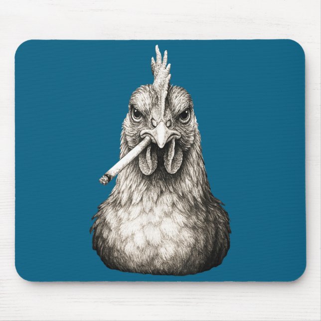 Mousepad Frango engraçado fumando cigarro Gen Z Meme Farm A (Frente)