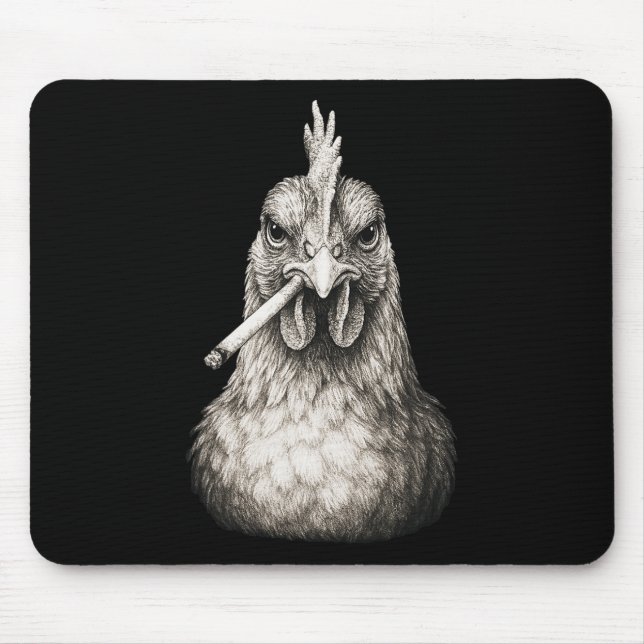 Mousepad Frango engraçado fumando cigarro Gen Z Meme Fazend (Frente)