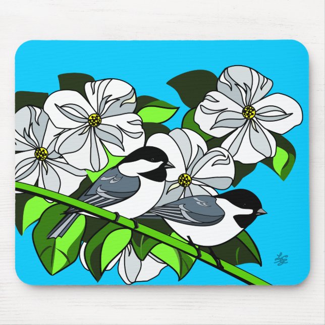 Mousepad Frango Entre Flores De Dogwood (Frente)