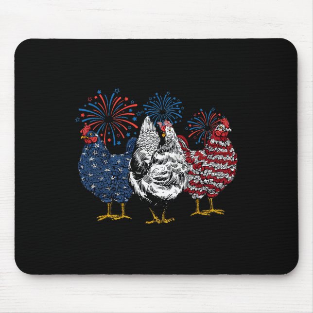 Mousepad Frango Patriótico Dos Eua 4 De Julho Dia Da Indepe (Frente)