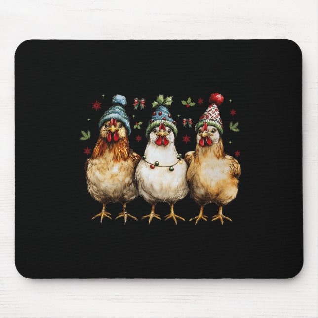 Mousepad Frangos de Natal de feliz Engraçados Mo de Frango  (Frente)