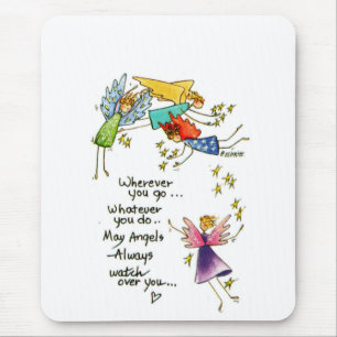 Mousepad Frase do desenho "May Angels Always Watch Over You