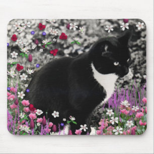 Mousepad Freckles nas flores II - gato do smoking
