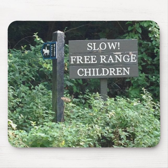 Mousepad Free Range Children sign, divertido (Frente)