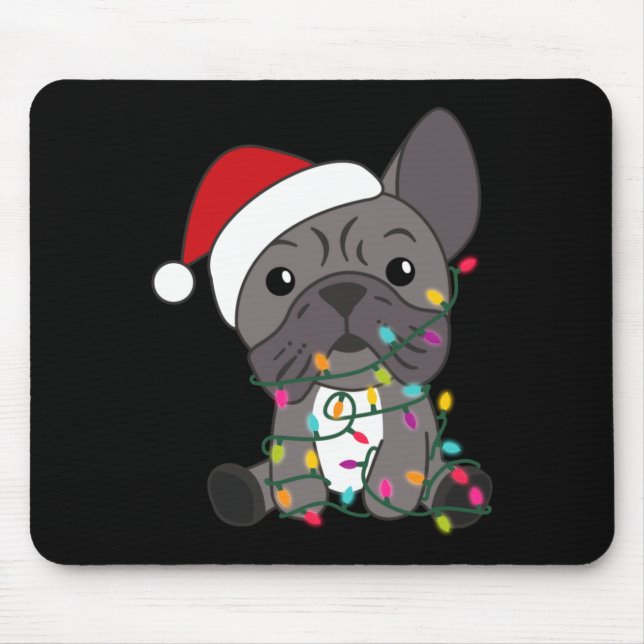 Mousepad French Bulldog Christmas Snow Winter Animals  (Frente)