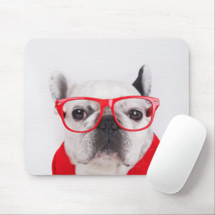 Mousepad French Bulldog with Glasses and Shirt