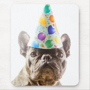Mousepad French Bulldog with Party Hat