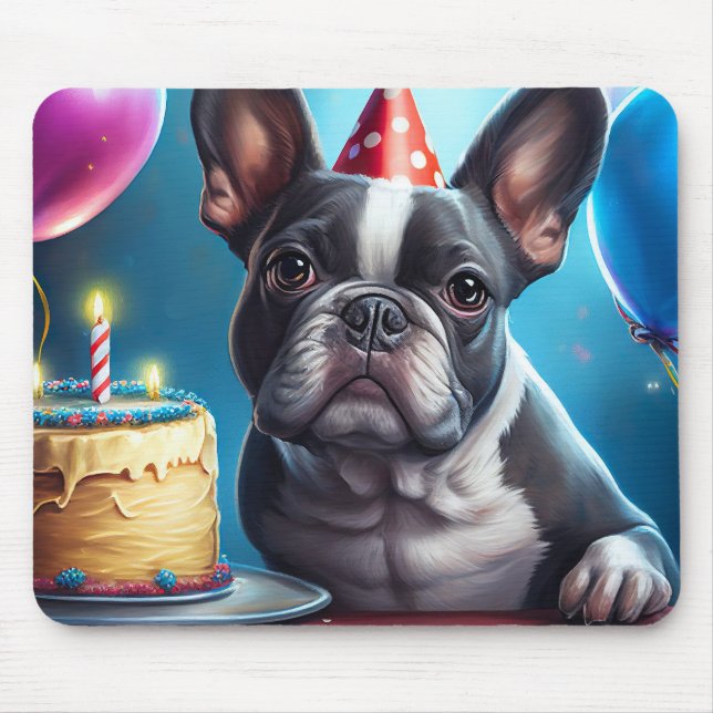 Mousepad Frenchie Birthday Bash: Um Cachorro Francês Bonito (Frente)