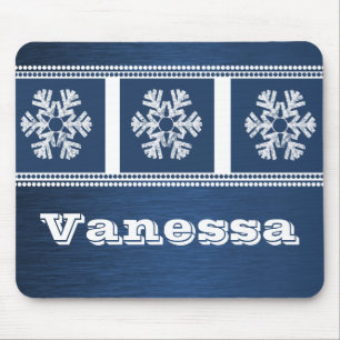 Mousepad Fresado Moderno Flocos de Neve, Real Azul