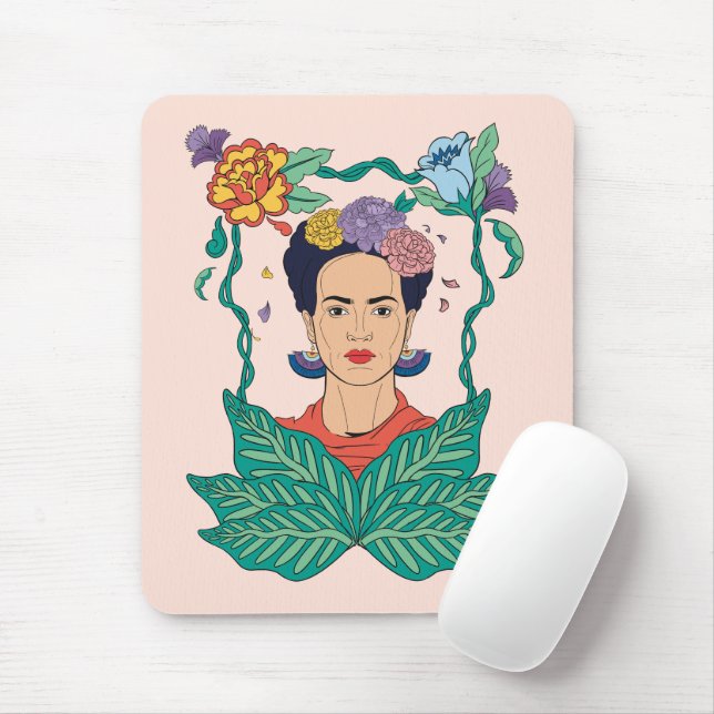 Mousepad Frida Kahlo Floral Frame Graphic (Com mouse)