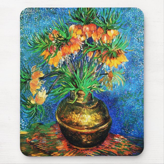 Mousepad Fritillarias em cobre Vase Van Gogh de arte (Frente)