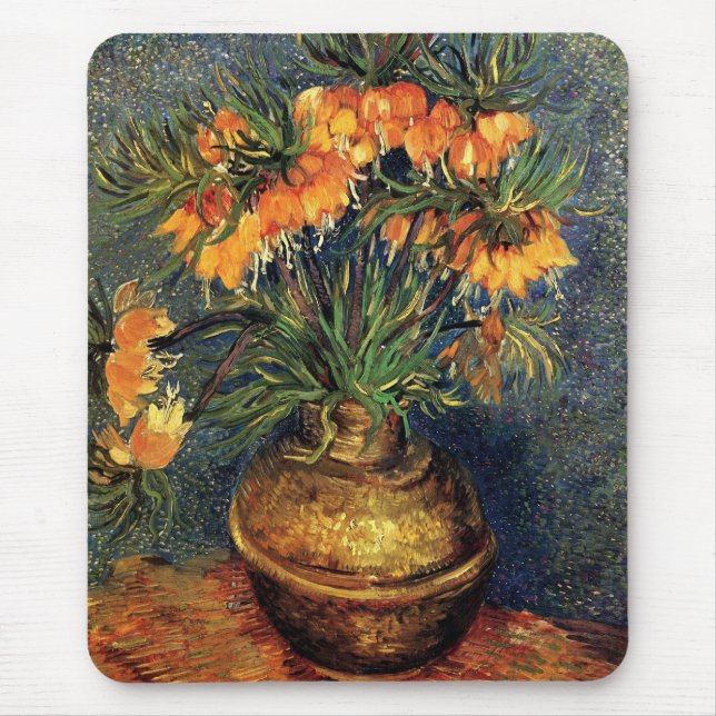 Mousepad Fritillarias em um Vaso de Cobre por Vincent van G (Frente)