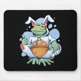 Mousepad Frog Dressed As Easter Bunny With Eggs 