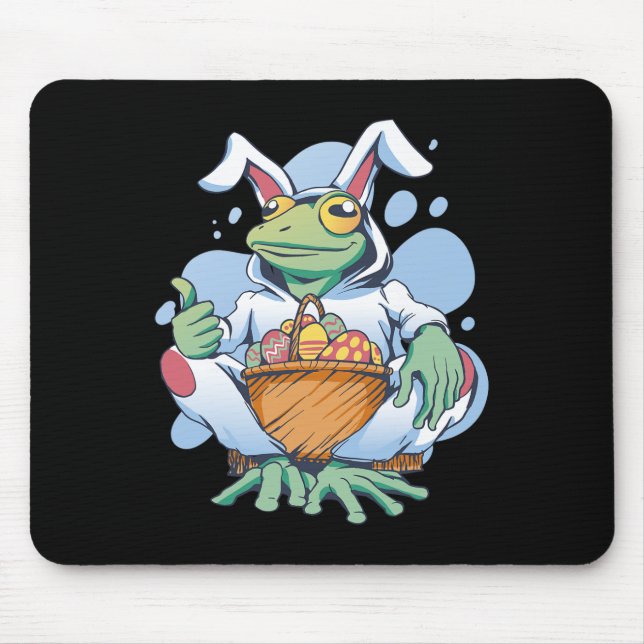Mousepad Frog Dressed As Easter Bunny With Eggs  (Frente)