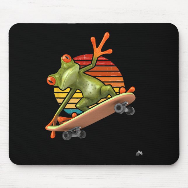 Mousepad Frog On A Skateboard - Retro Sunset Skateboarding  (Frente)