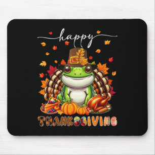 Mousepad Froggie Fantasia de Ação de Graças Peru Folhas de 