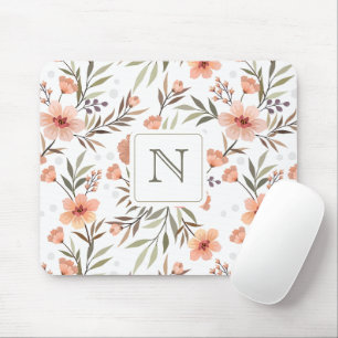 Mousepad Fronteira floral pastel inicial linda Elegante