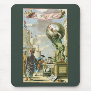 Mousepad Frontispício de Atlas da Era Barroca Vintage Globo