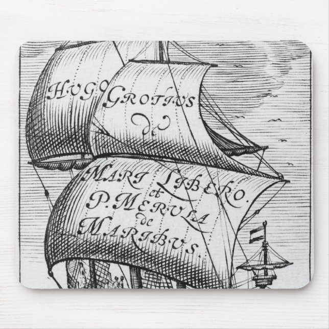 Mousepad Frontispiece a "De Mari Libero", por Hugo Grotius (Frente)