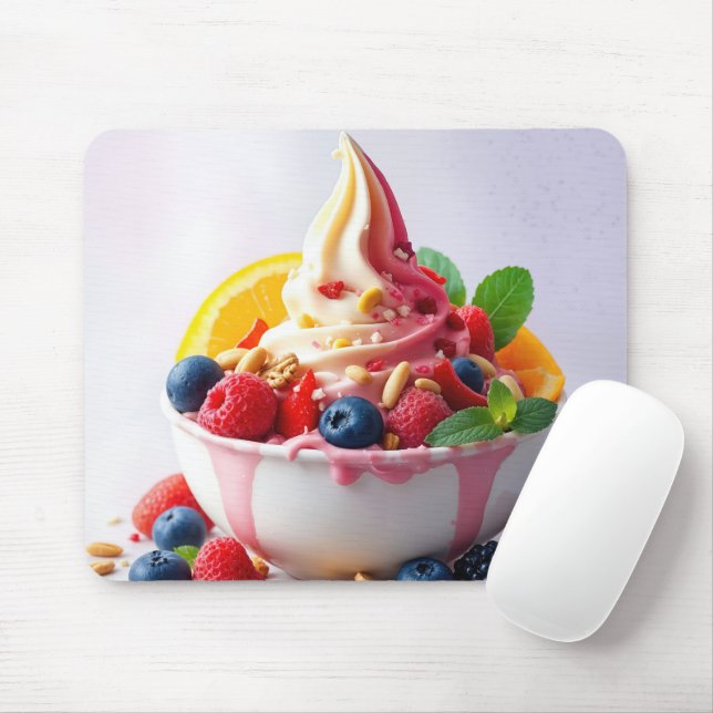 Mousepad Frozen Yogurt With Fruit and Nuts (Com mouse)