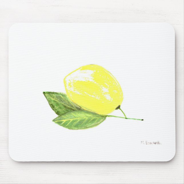 Mousepad Fruta amarela limão Aquarela Citrus Summer (Frente)