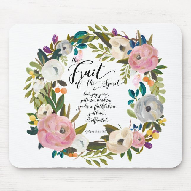 Mousepad Fruta da Espírito Aquarela Floral (Frente)