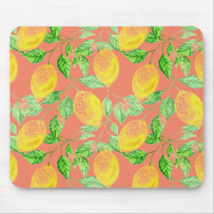Mousepad Fruta de limão amarela e cor-de-rosa pantanosa