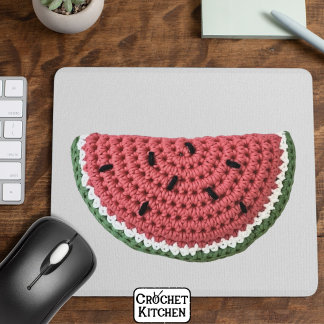 Mousepad Fruta de Melancia de Crochet de Vovó Mínima Cozy