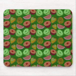 Mousepad Fruta tropical sem costura e fundo verde
