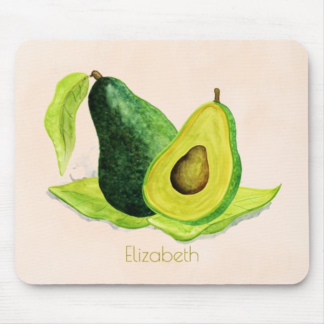 Mousepad Fruta Verde Avocado para o resto da vida em aquare (Frente)