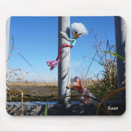 Mousepad Fubby fantasie, op de vlucht voor een dier.