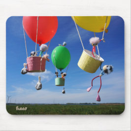 Mousepad Fubby's in luchtballonnen die op avontuur gaan.
